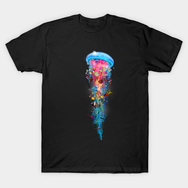 Super Electric Jellyfish World T-Shirt by DavidLoblaw